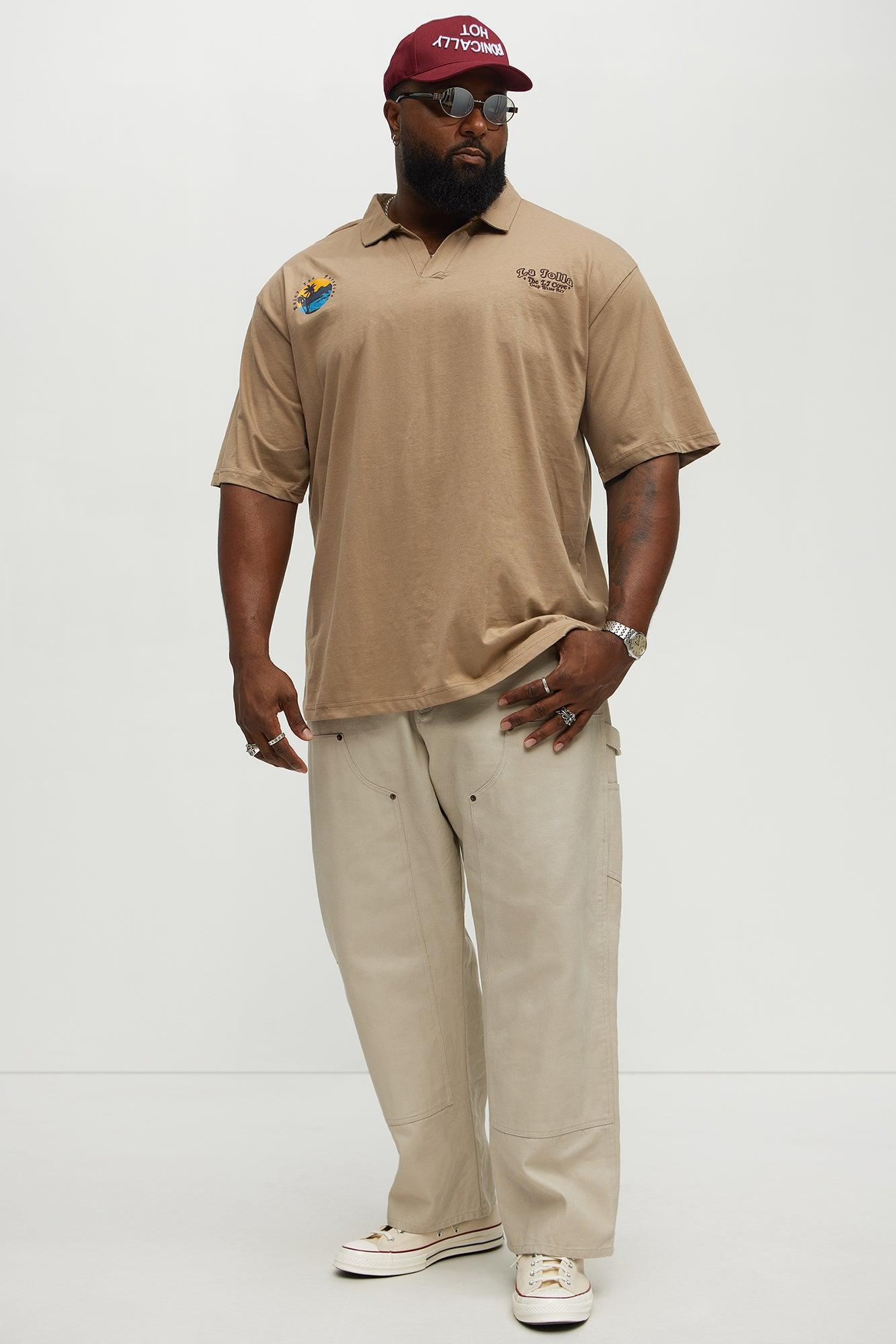 La Jolla Johnny Collar Short Sleeve Polo - Taupe Product Image