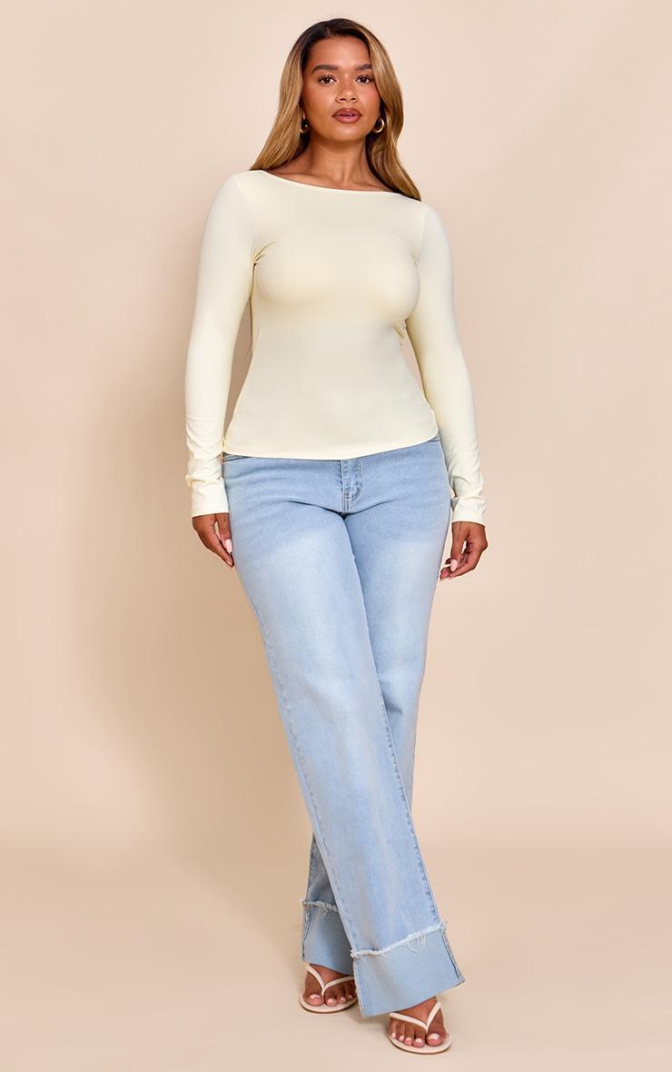 Shape Butter Cream Built In Bra Sculpt Boat Neck Long Sleeve Top Product Image