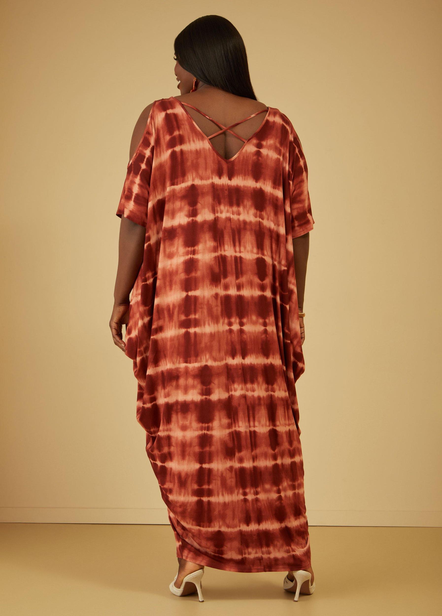 Cold Shoulder Tie Dyed Maxi Dress Product Image
