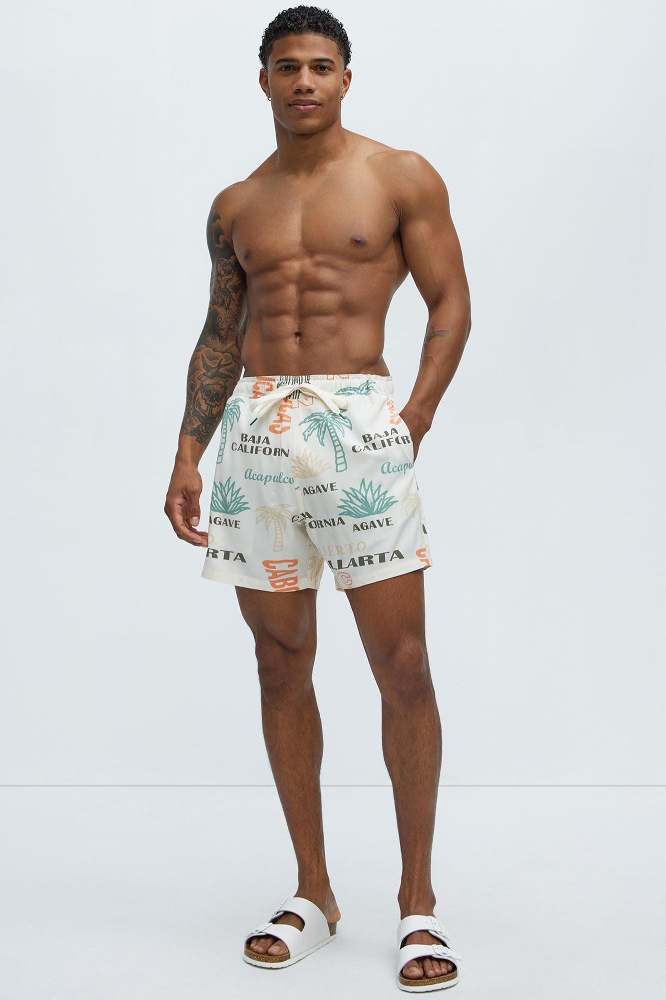 Mexican Agave Swim Mid Trunk - Off White/combo Product Image