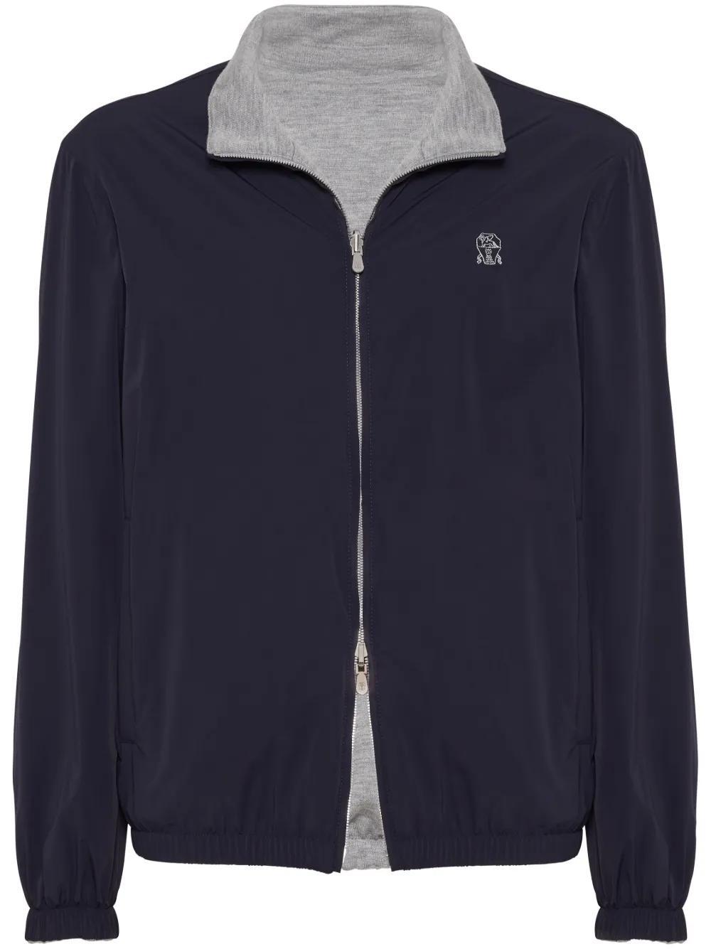 BRUNELLO CUCINELLI Bonded Nylon Reversible Jacket In Blue Product Image