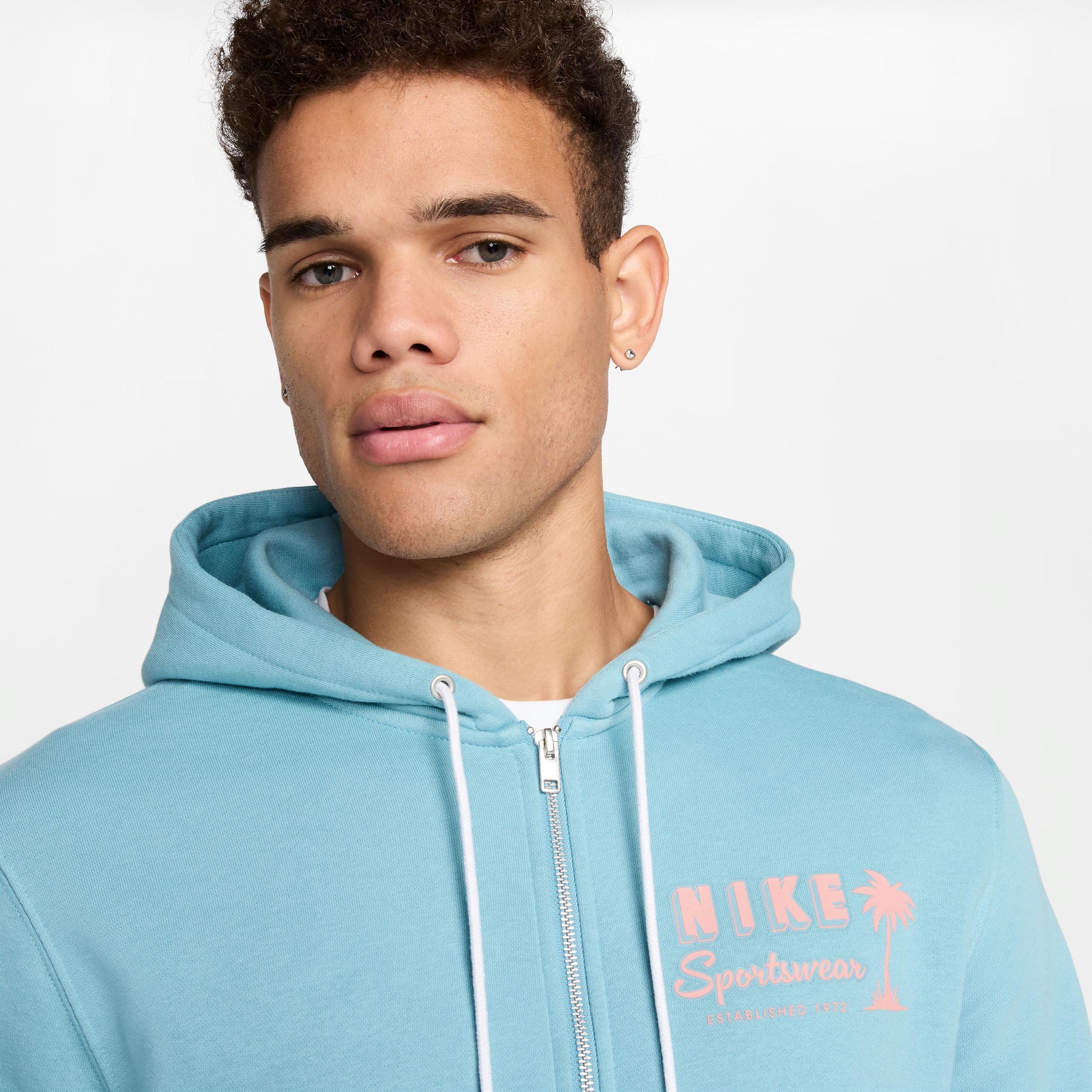 Mens Nike Tropical Graphic Full-Zip Fleece Hoodie Blue Turq Product Image