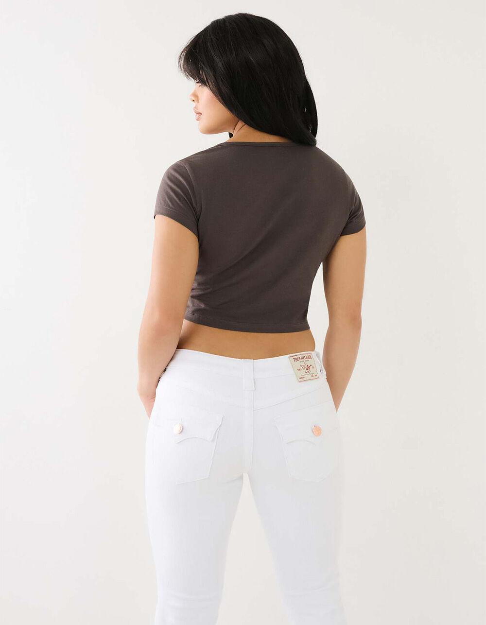 TRUE RELIGION TR 02 Logo Womens Notch Crop Tee - GRAY Product Image