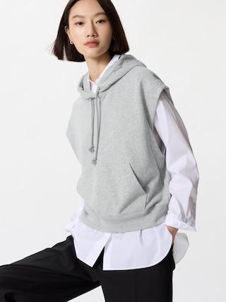 Womens Sweat Sleeveless Hoodie Gray Large UNIQLO US Product Image