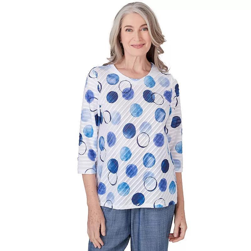Alfred Dunner Womens Bayou Dotted Three Quarter Sleeve Top Product Image