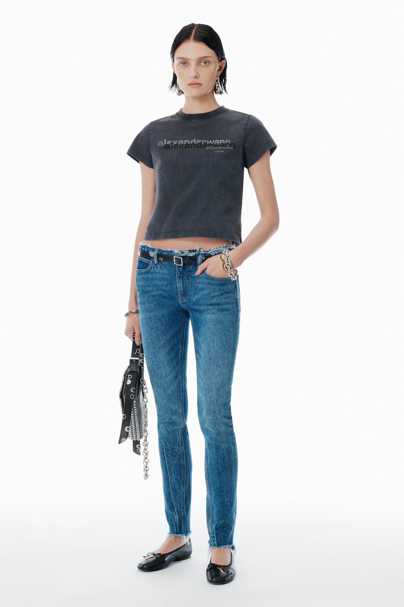 Black Cotton Shrunken Logo Tee Product Image