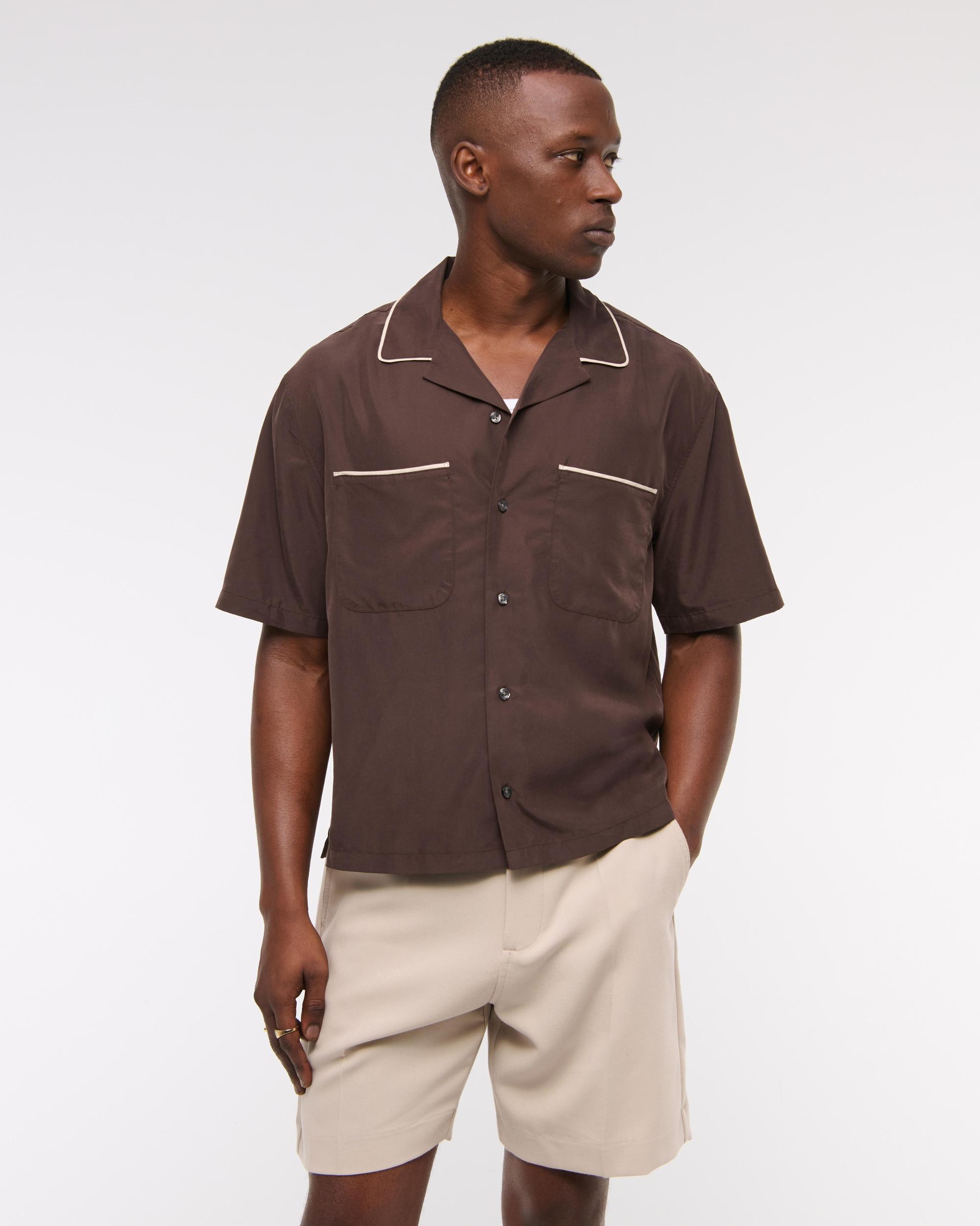 Camp Collar Cropped Cupro Shirt Product Image
