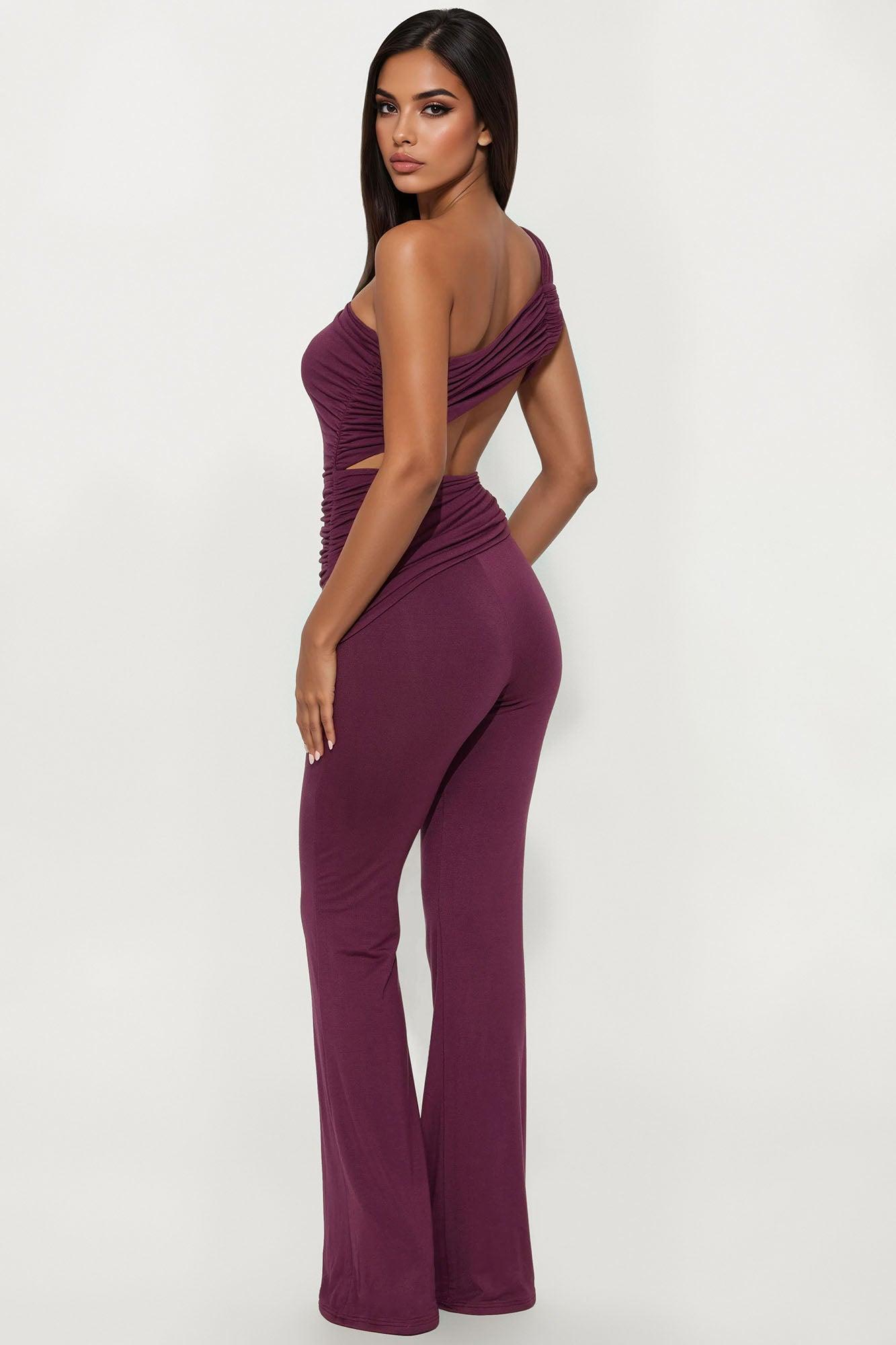 Giving You Regrets Ruched Cut Out Jumpsuit - Purple Female Product Image