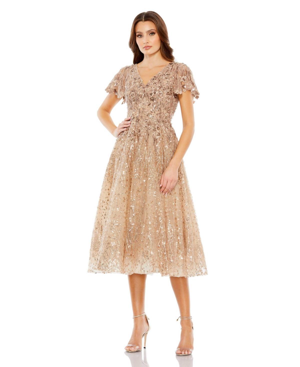 Womens Embellished Butterfly Fit And Flare Dress Product Image