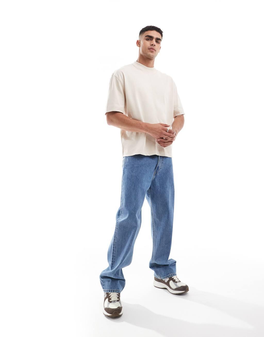 ASOS DESIGN oversized t-shirt with seam detailing in beige Product Image