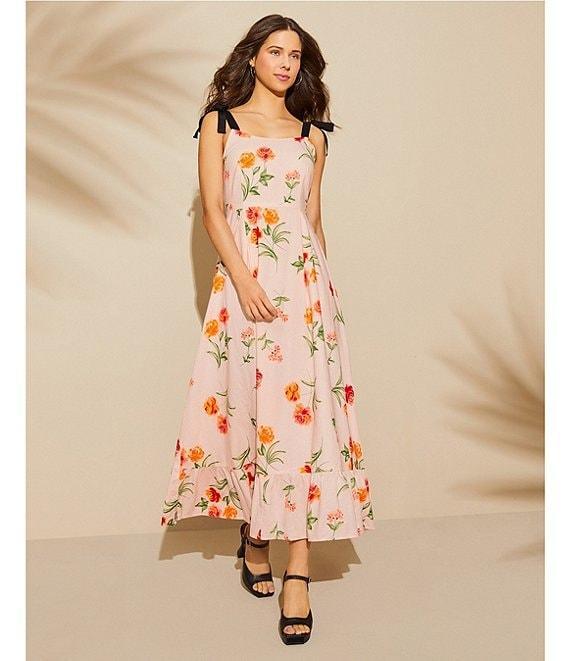 GB Floral Print Grosgrain Tie Maxi Dress Product Image