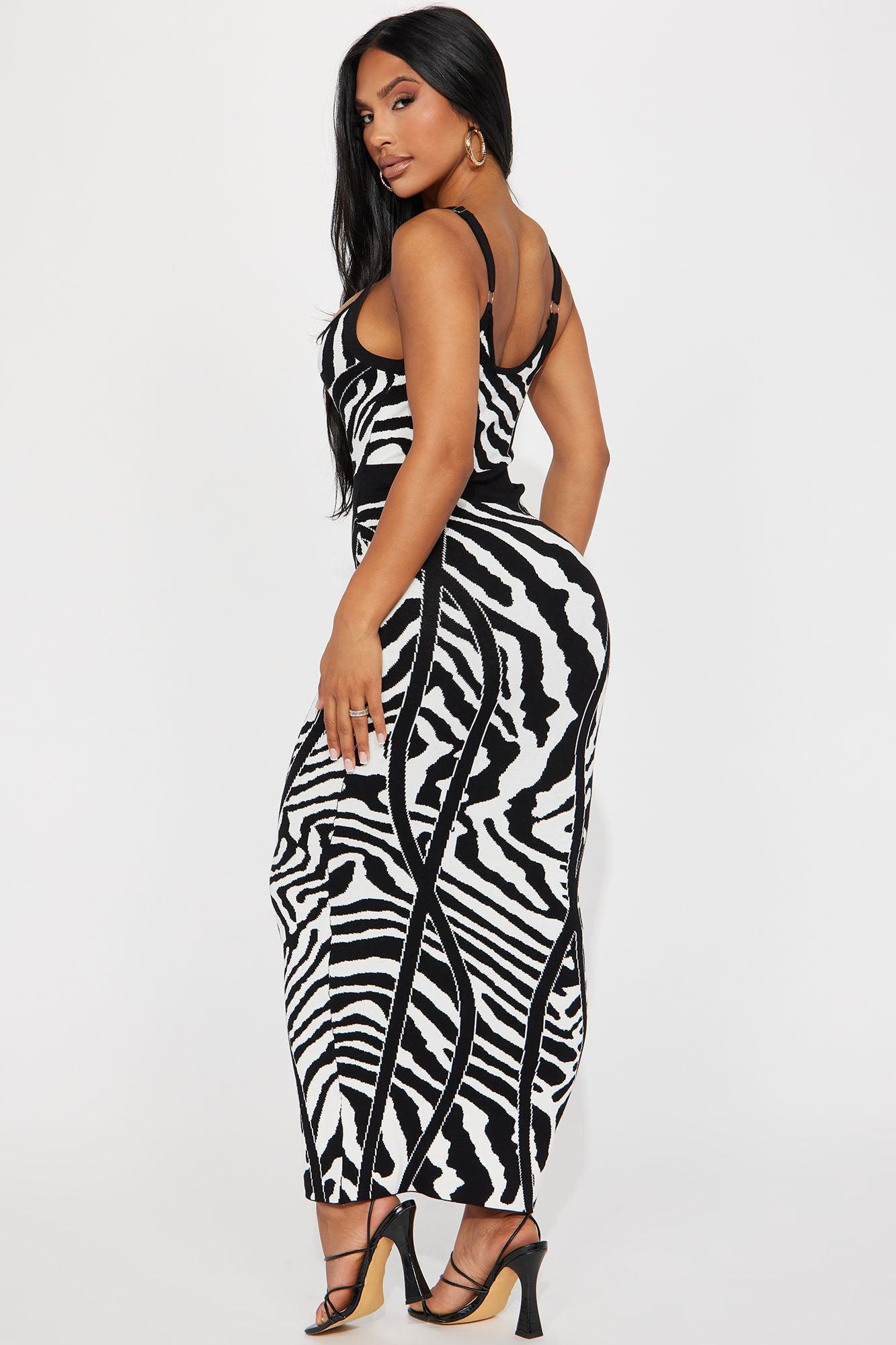 Wild Thing Maxi Dress - Black/White Product Image