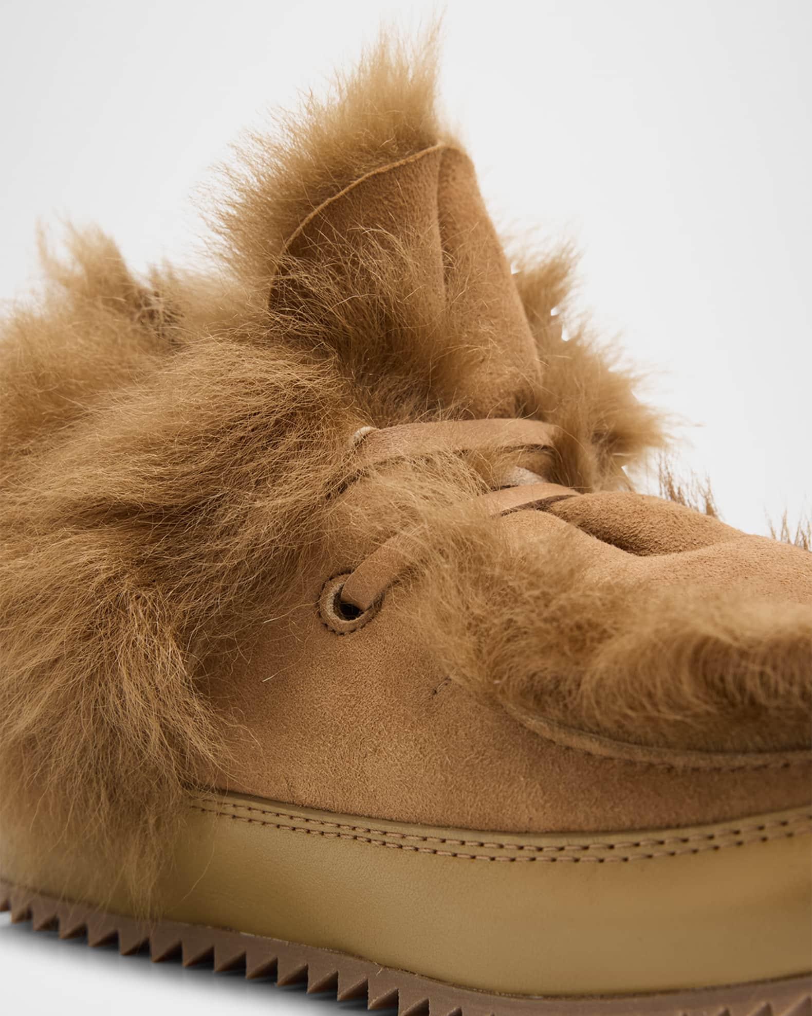 Jadine Fur-Lined Mixed Leather Moccasins Product Image