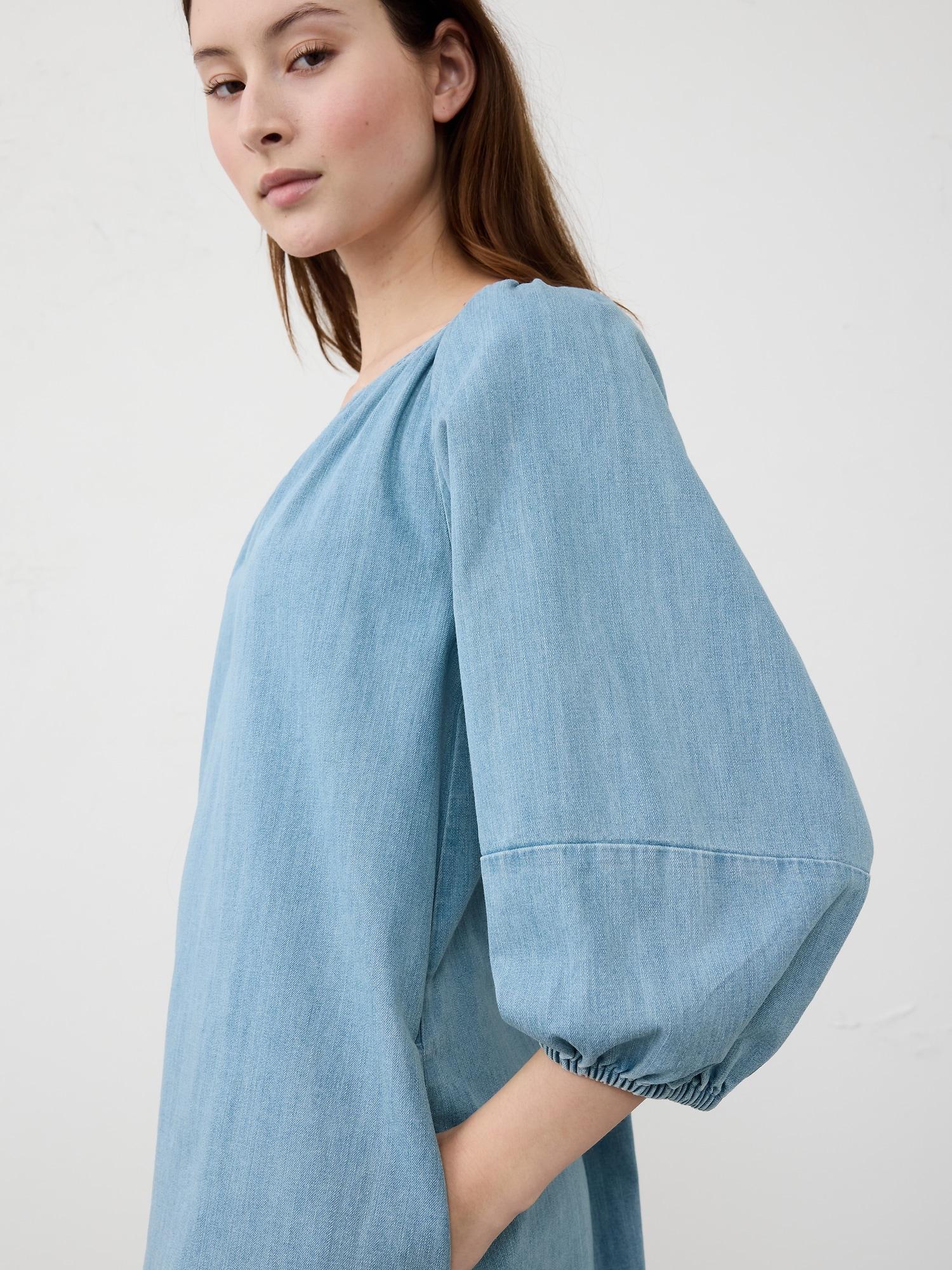 Eyelet Puff-Sleeve Mini Dress Product Image