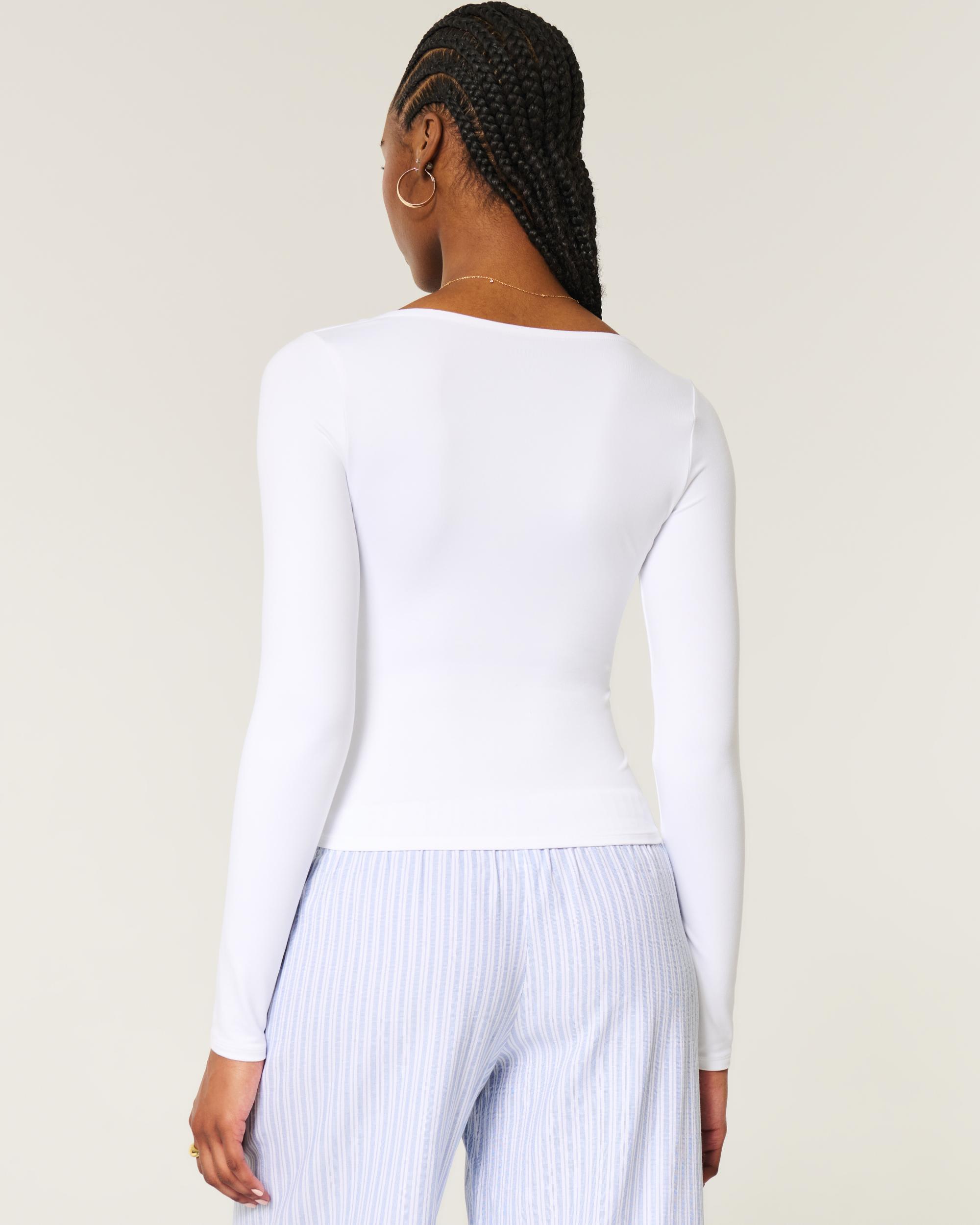 Soft Stretch Seamless Fabric Square-Neck Top Product Image
