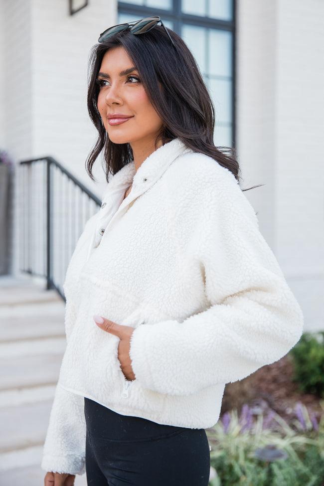 Headed To The Slopes White Sherpa Pullover FINAL SALE Product Image