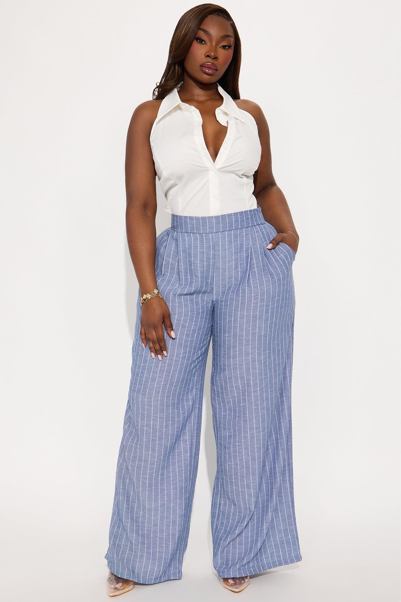 Graciella Pinstripe Trouser - Navy Product Image