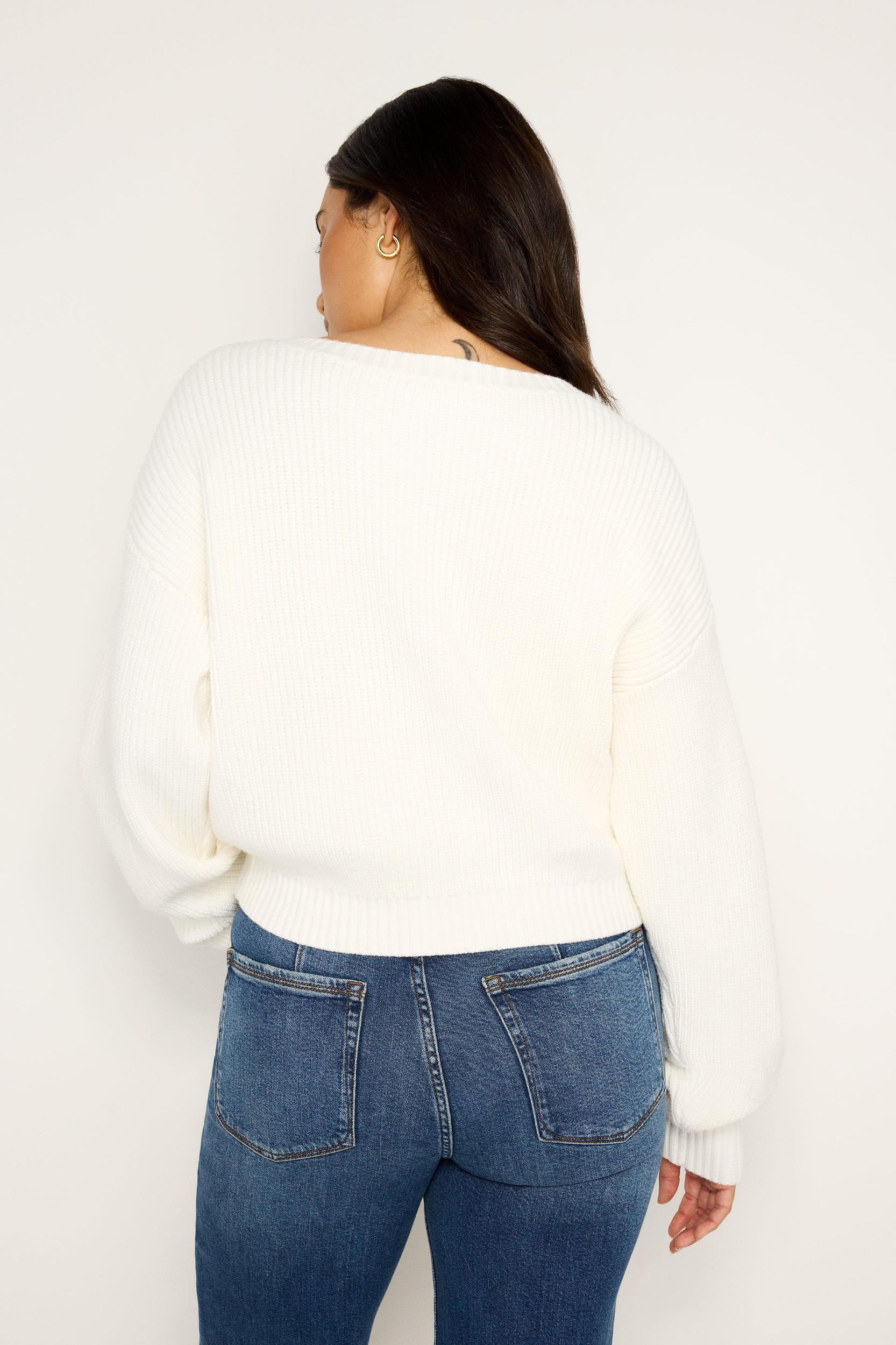 COZY DEEP V SWEATER | IVORY001 Product Image