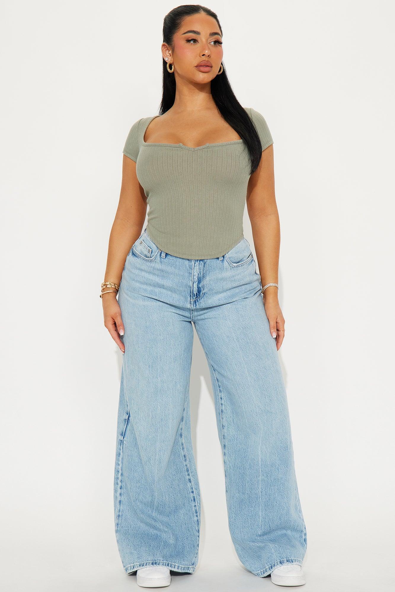 Emory Notch Neck Short Sleeve Top - Olive Product Image