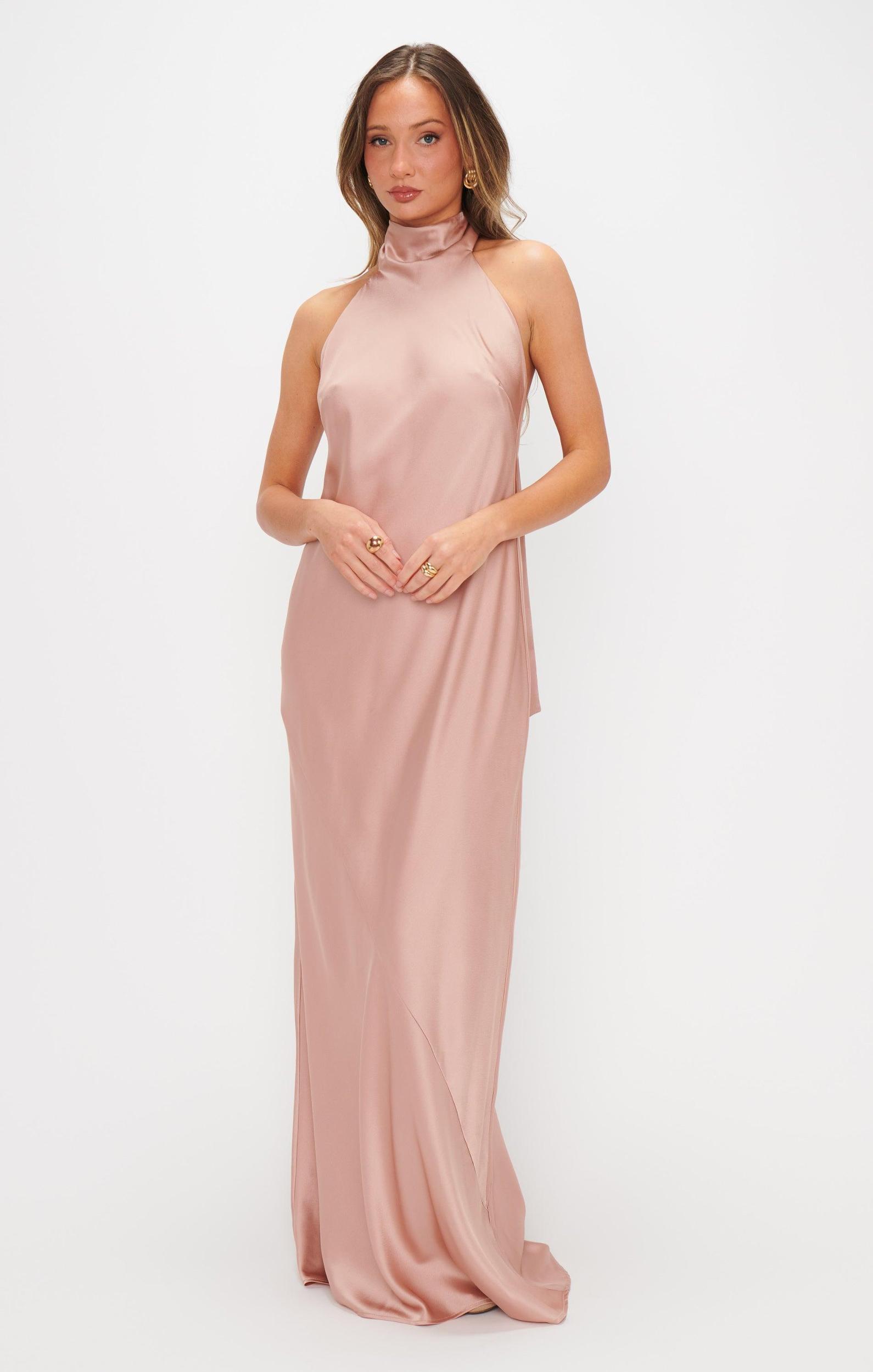 Lisa Maxi Dress ~ Rose Gold Luxe Satin Product Image