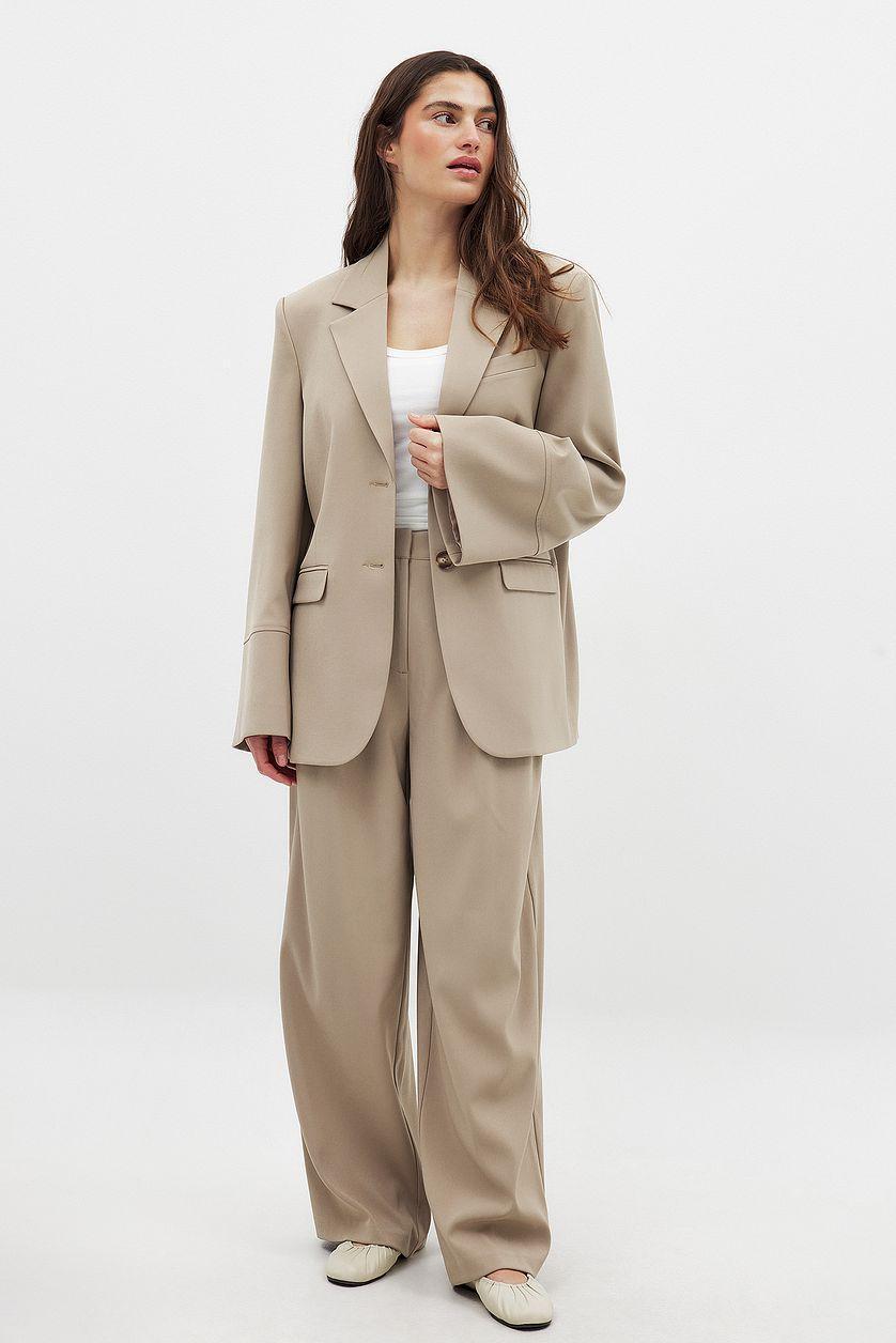 Wide Leg High Waist Suit Pants Product Image