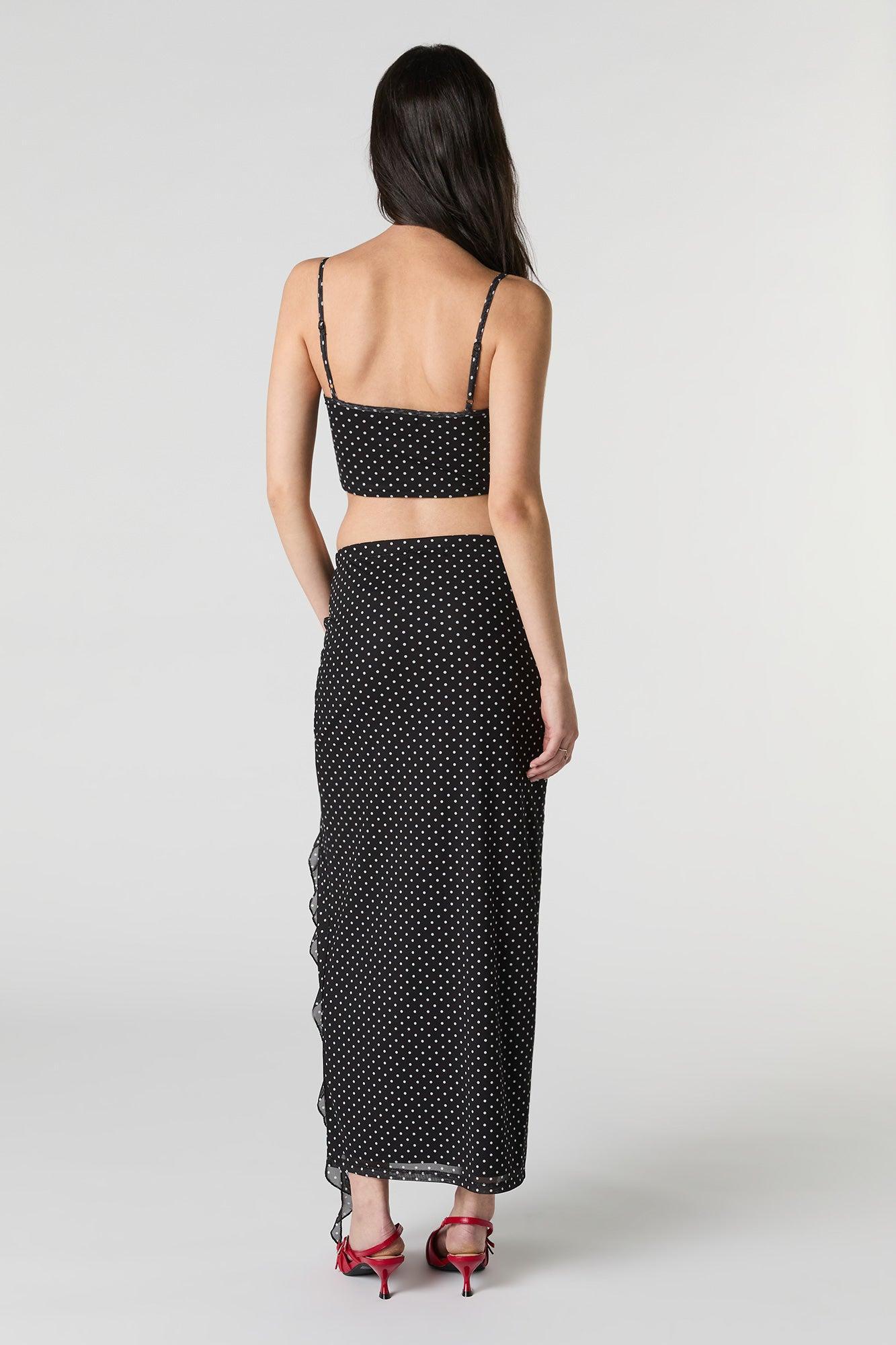 Mesh Ruffle Slit Midi Skirt Female Product Image