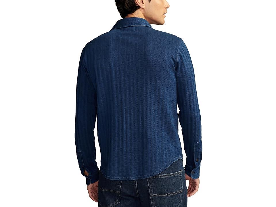 Lucky Brand Jacquard Indigo Shirt (Indigo) Men's Short Sleeve Knit Product Image