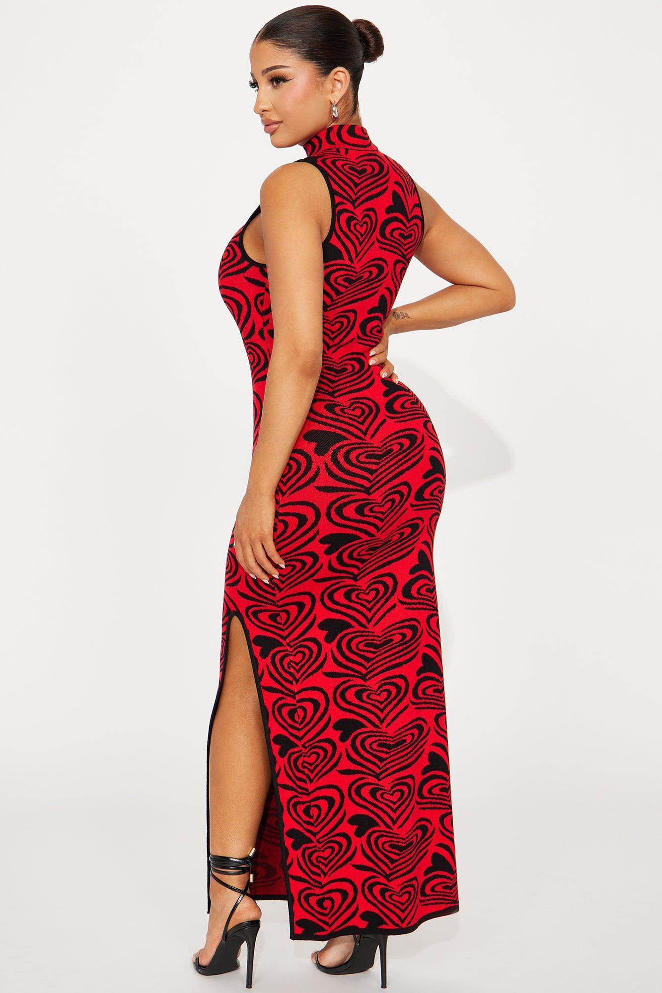 Sweetheart Sweater Maxi Dress - Black/combo Product Image