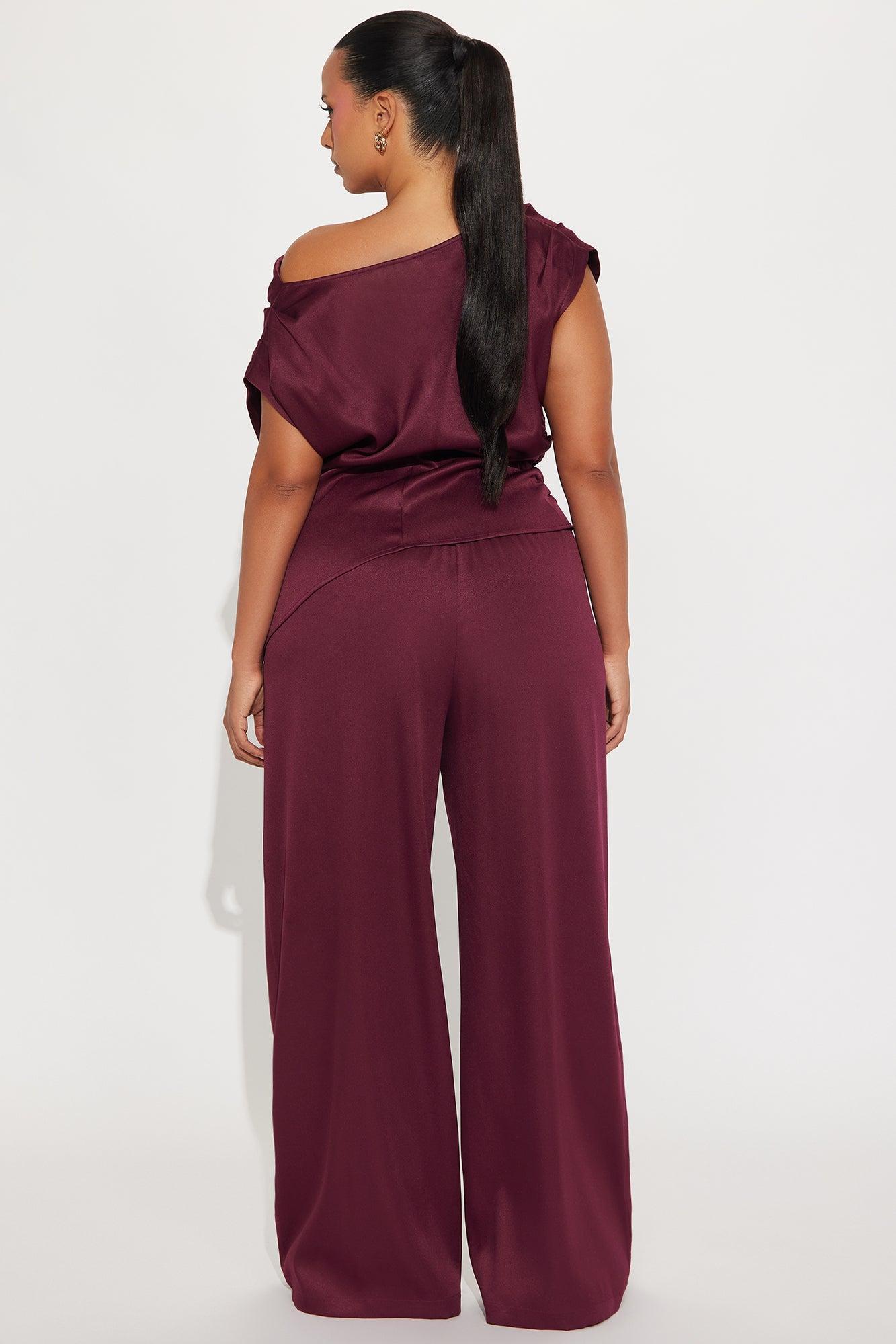 Poised To Perfection Pant Set - Wine Female Product Image