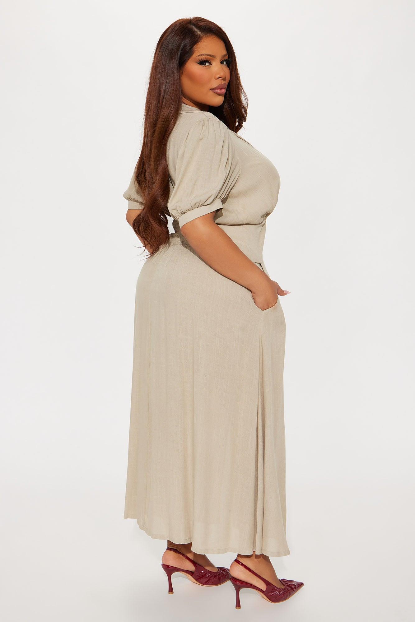 Myla Linen Midi Dress - Beige Product Image
