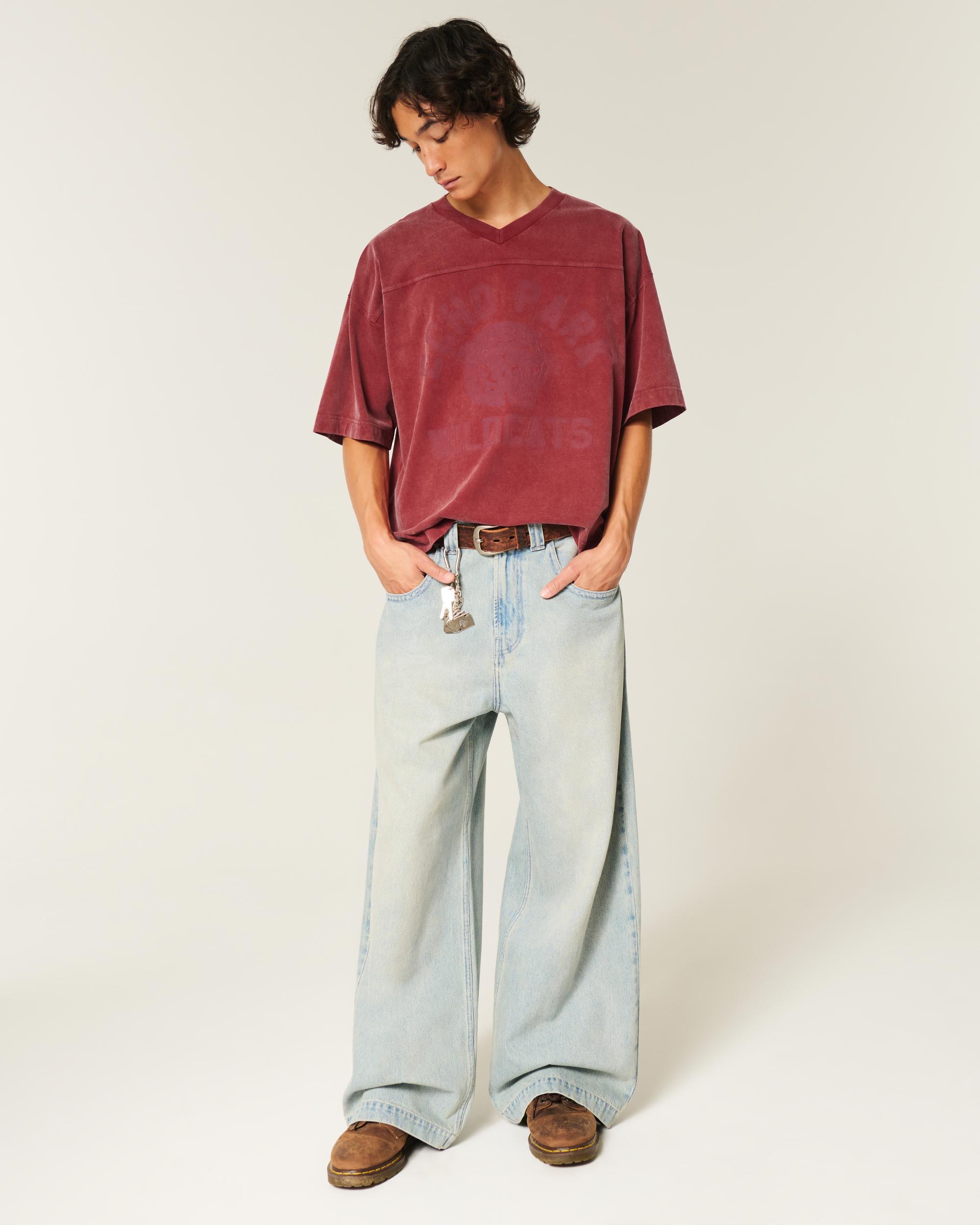 Heavyweight Baggy Crop Varsity Graphic Football Tee Product Image