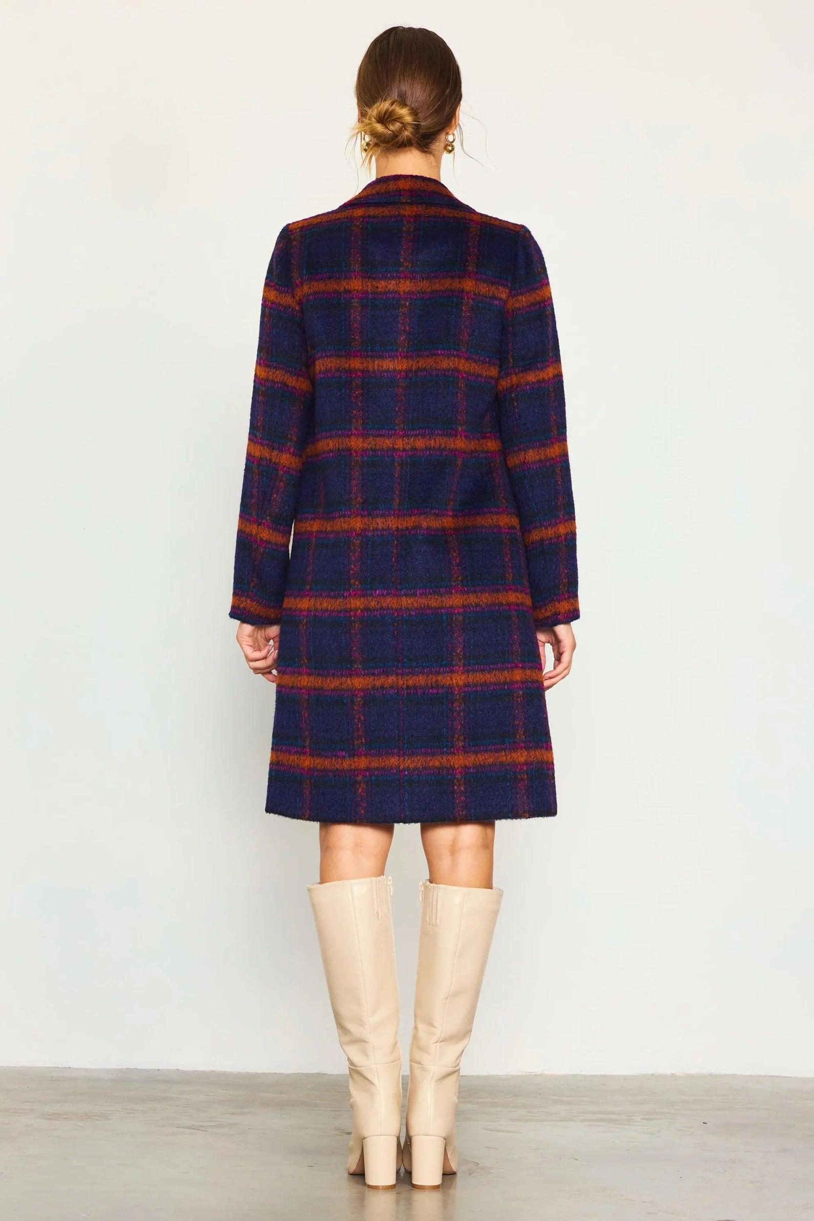 Double Breasted Plaid Coat Product Image