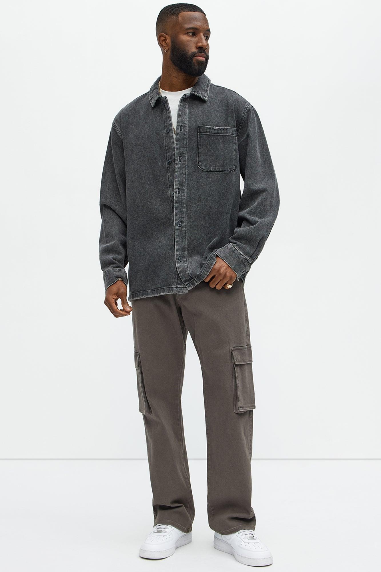 Classic Straight Cargo Jeans - Charcoal Product Image