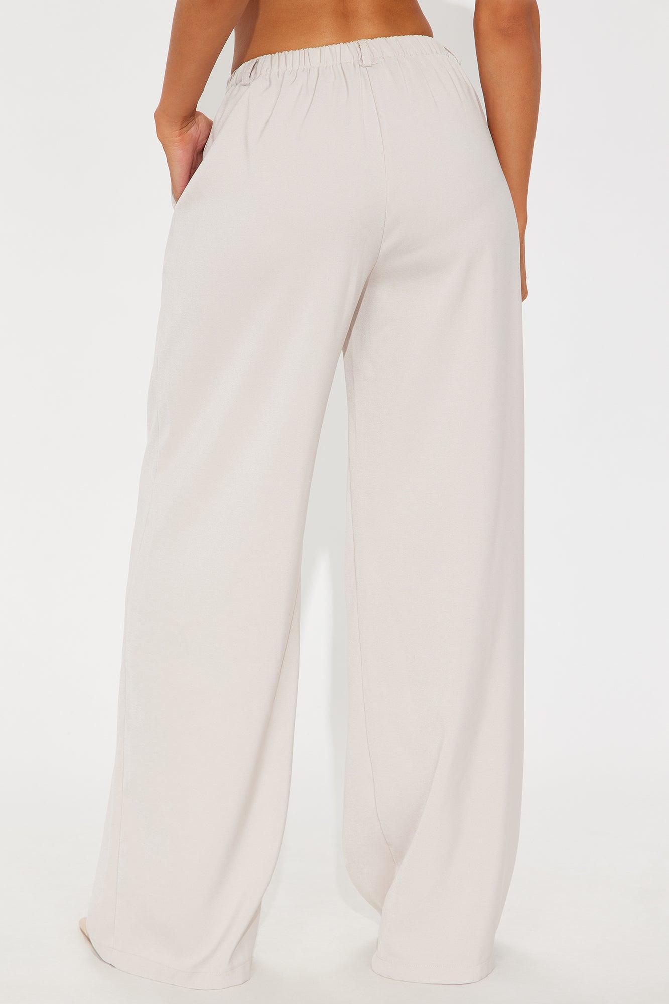 Yessica Wide Leg Twill Trouser - Taupe Product Image