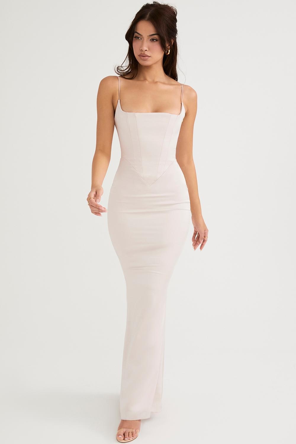 Olivette  red rose satin corset maxi dress - sale Product Image