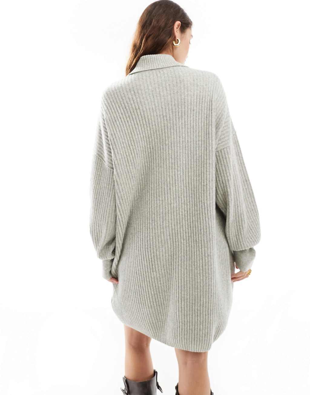 Free People oversized longline button detail cardigan in soft gray Product Image