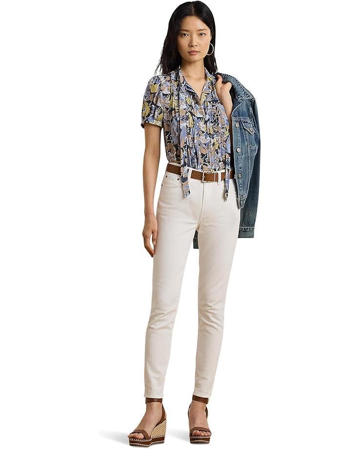 Button Up Top W/ Puff Sleeves & Front Tie Product Image