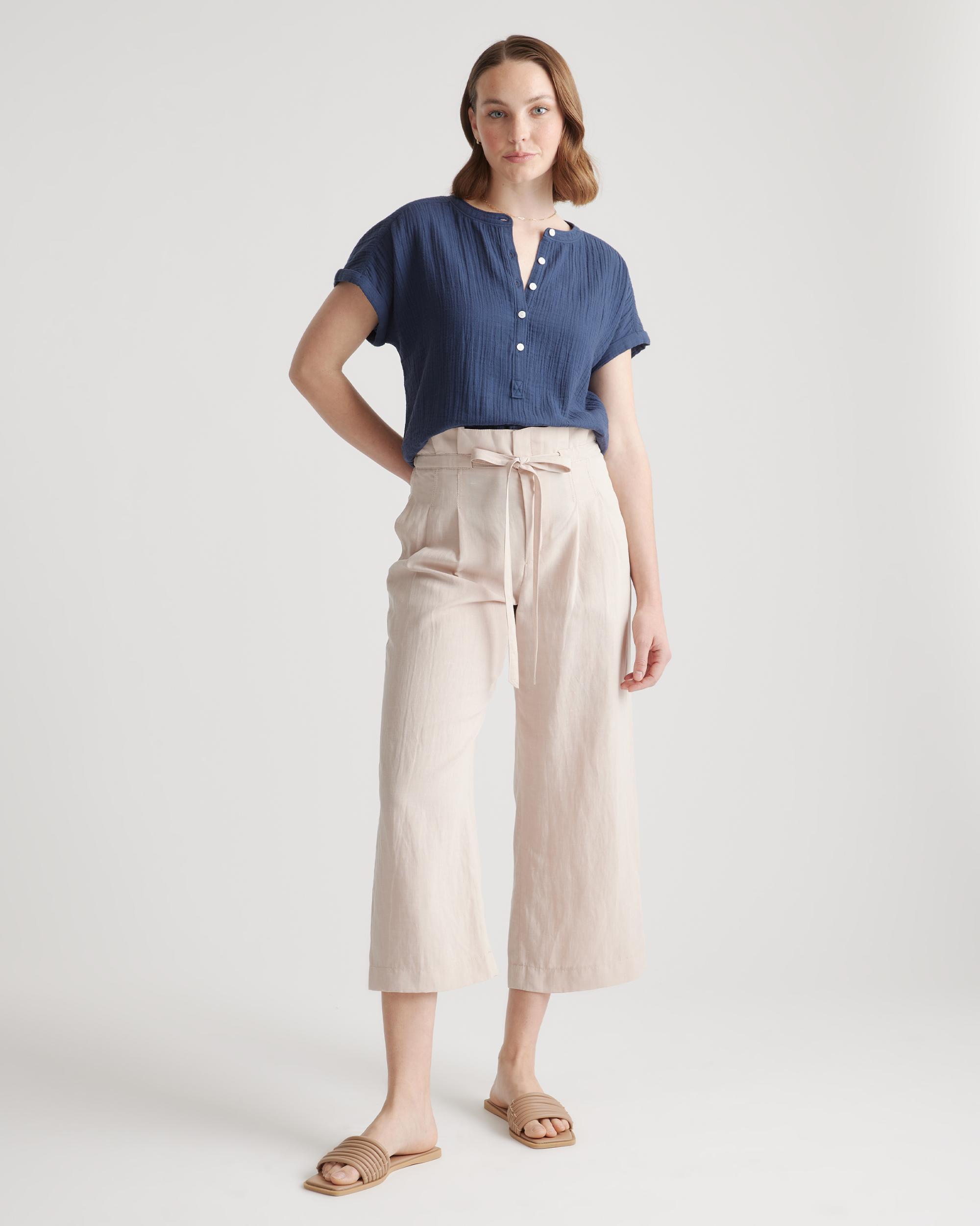 Quince | Women's Gauze Roll Sleeve Shirt Organic Cotton Product Image