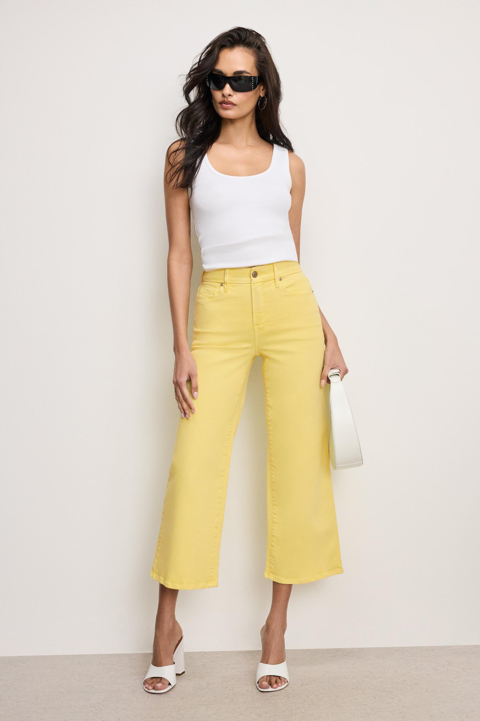 GOOD WAIST CROPPED PALAZZO JEANS | LEMON003 Product Image