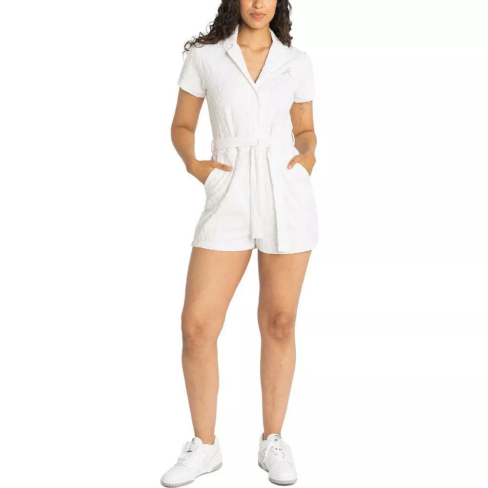 Women's Lusso White Atlanta Braves Trixie Cheetah Romper, Size: XS Product Image