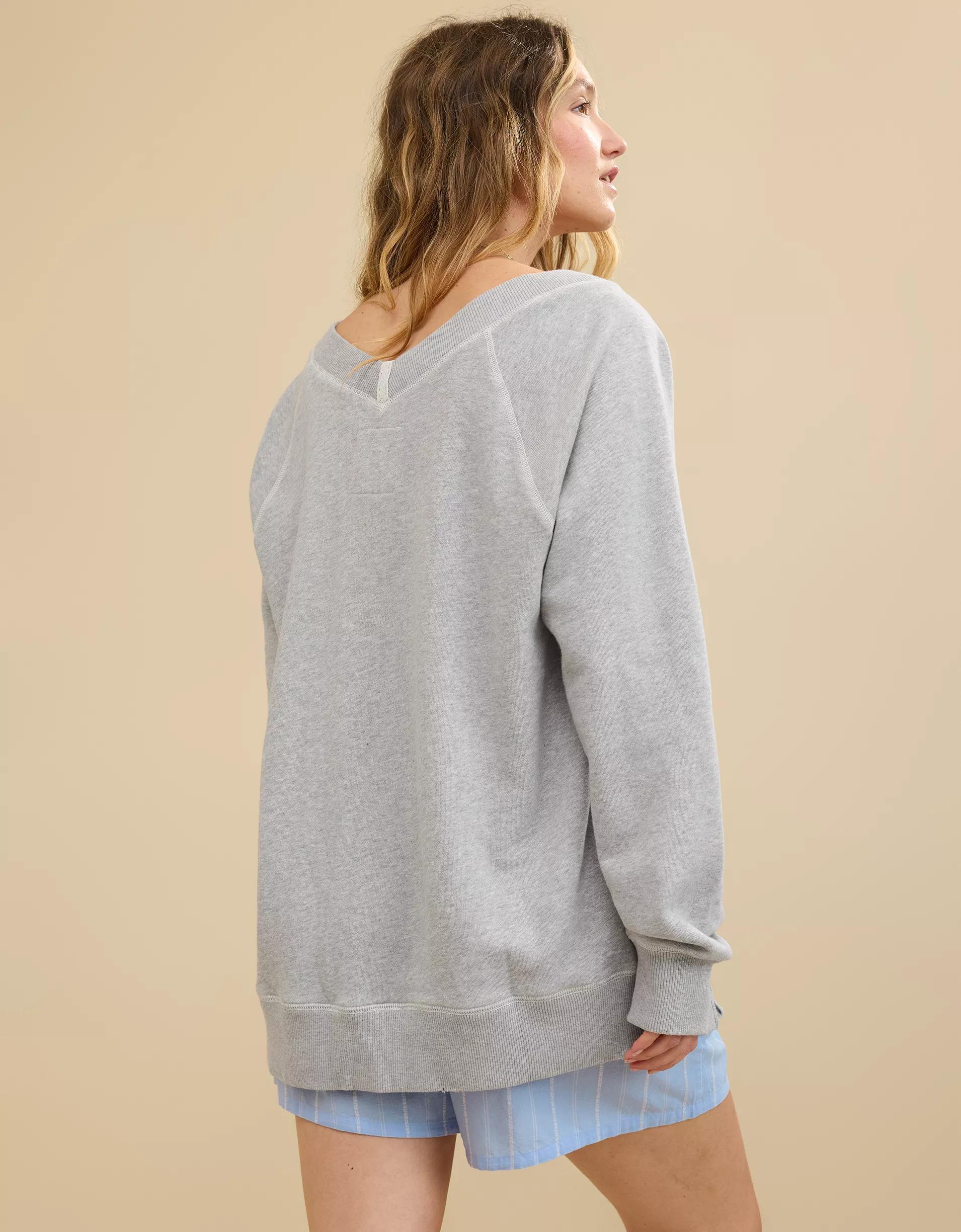 Aerie Downtime V-Neck Sweatshirt Product Image