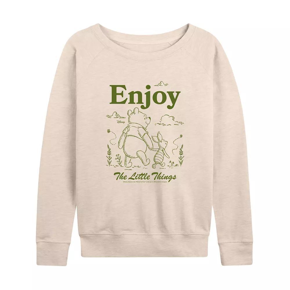 Disneys Winnie The Pooh Womens Little Things French Terry Long Sleeve Tee Brown Product Image