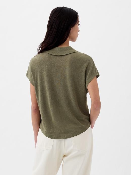 Linen-Blend Polo Shirt Product Image
