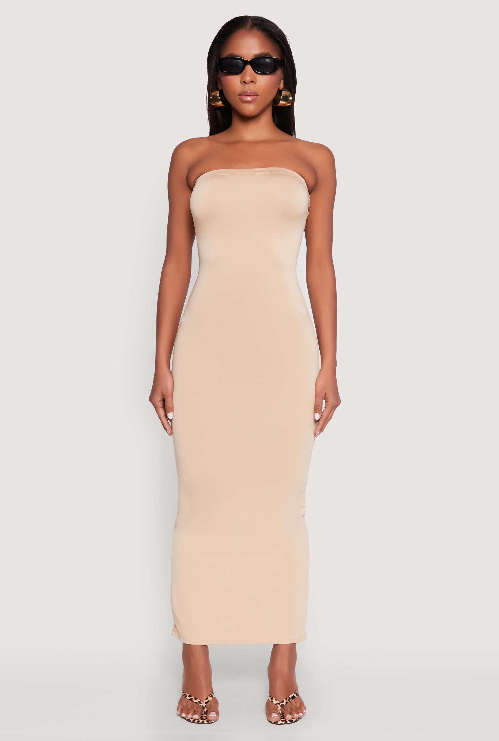 Womens Slit Back Maxi Tube Dress Product Image