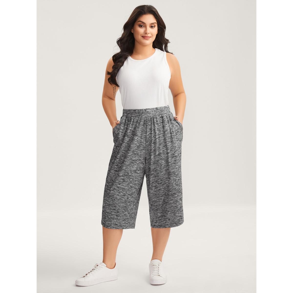 Plus Size Stretchy Straight Leg Cropped Pants Women DimGray Casual Straight Leg Mid Rise Everyday-Casual Pants BloomChic 14-16/1X Product Image