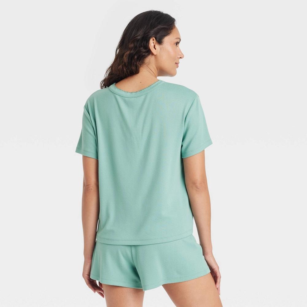 Womens Pointelle Short Sleeve Top and Shorts Pajama Set - Auden XS Product Image