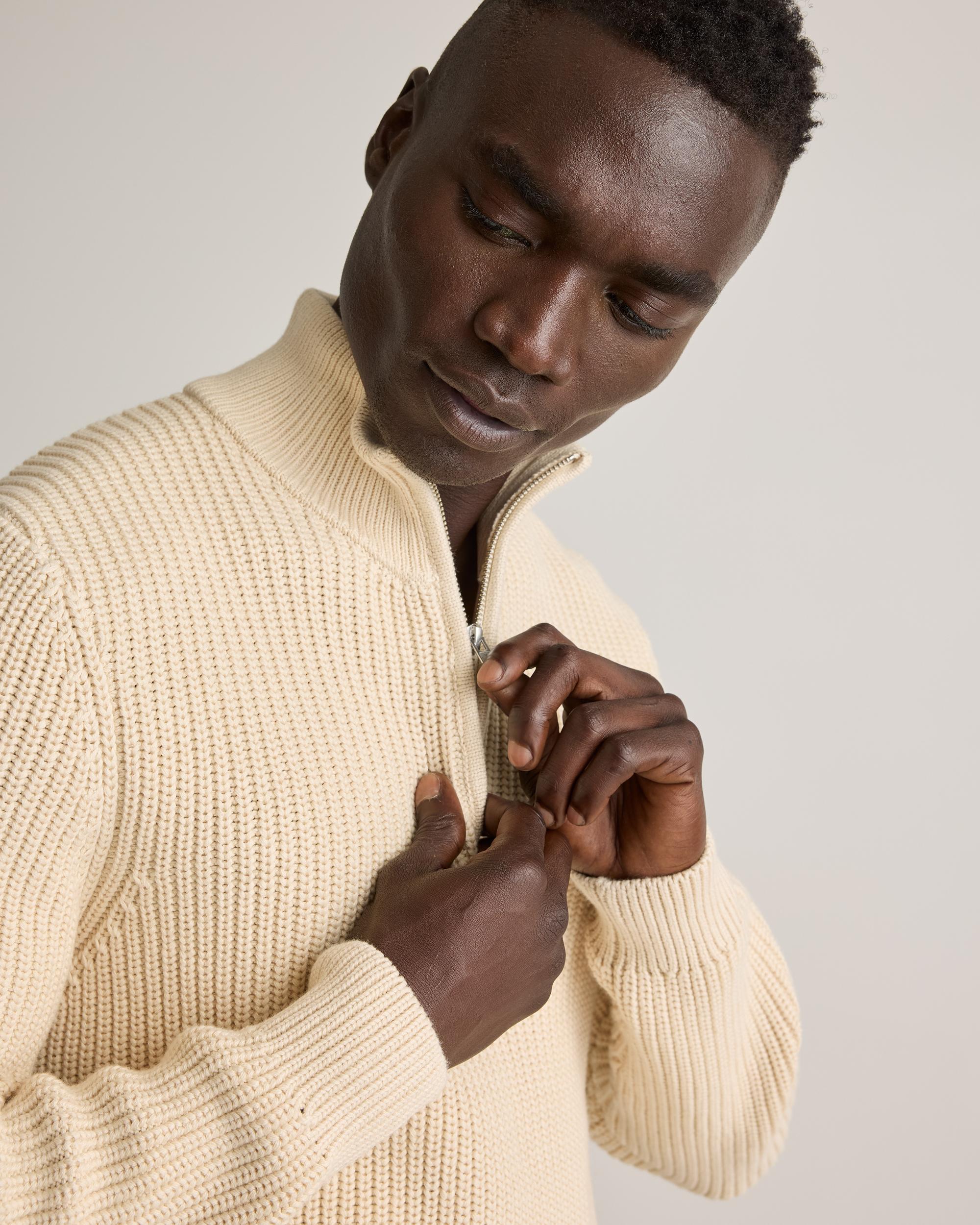 Quince | Men's Fisherman Quarter-Zip Sweater Organic Cotton Product Image