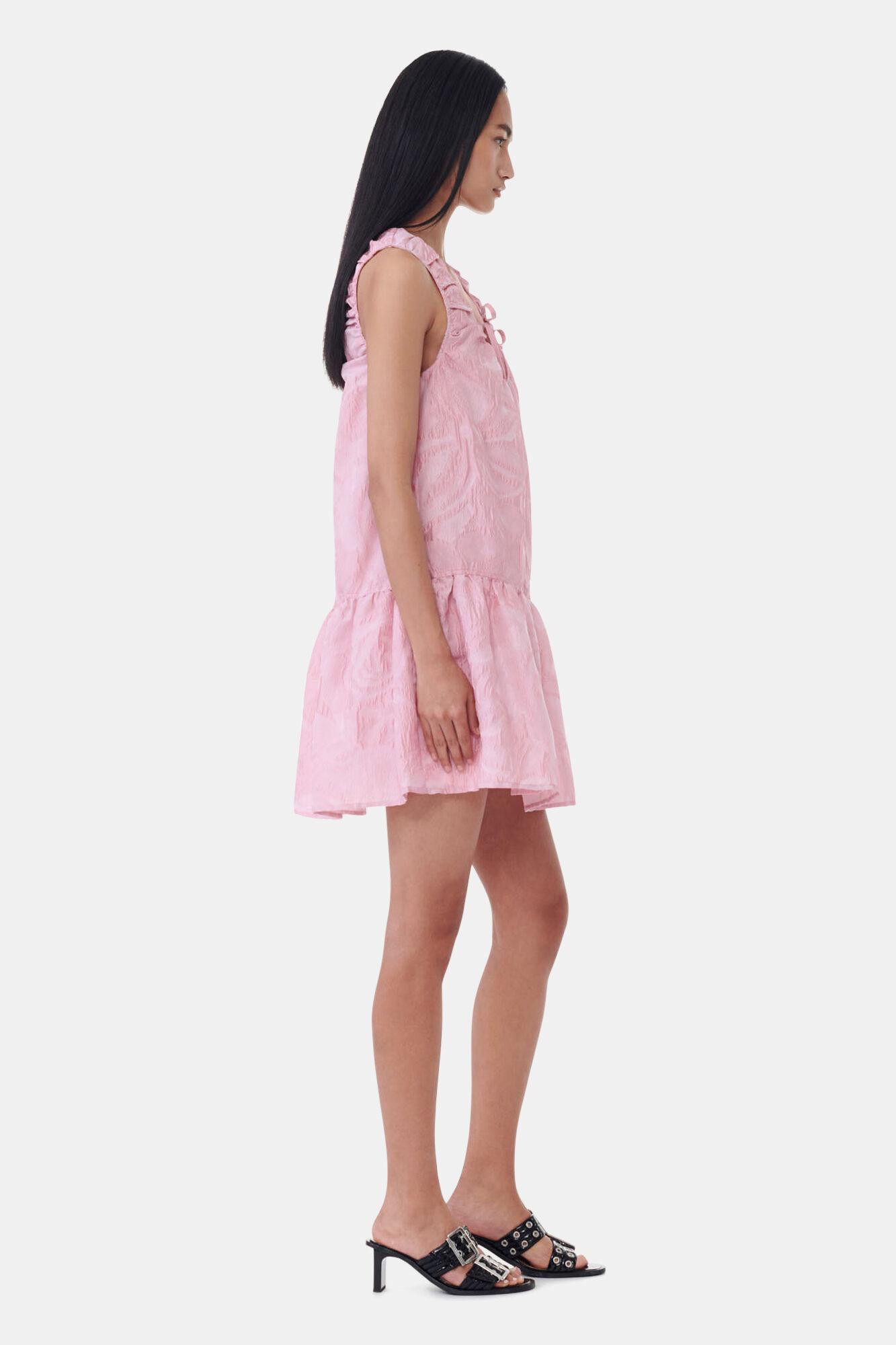 Pink Textured Cloqué Mini Dress Product Image