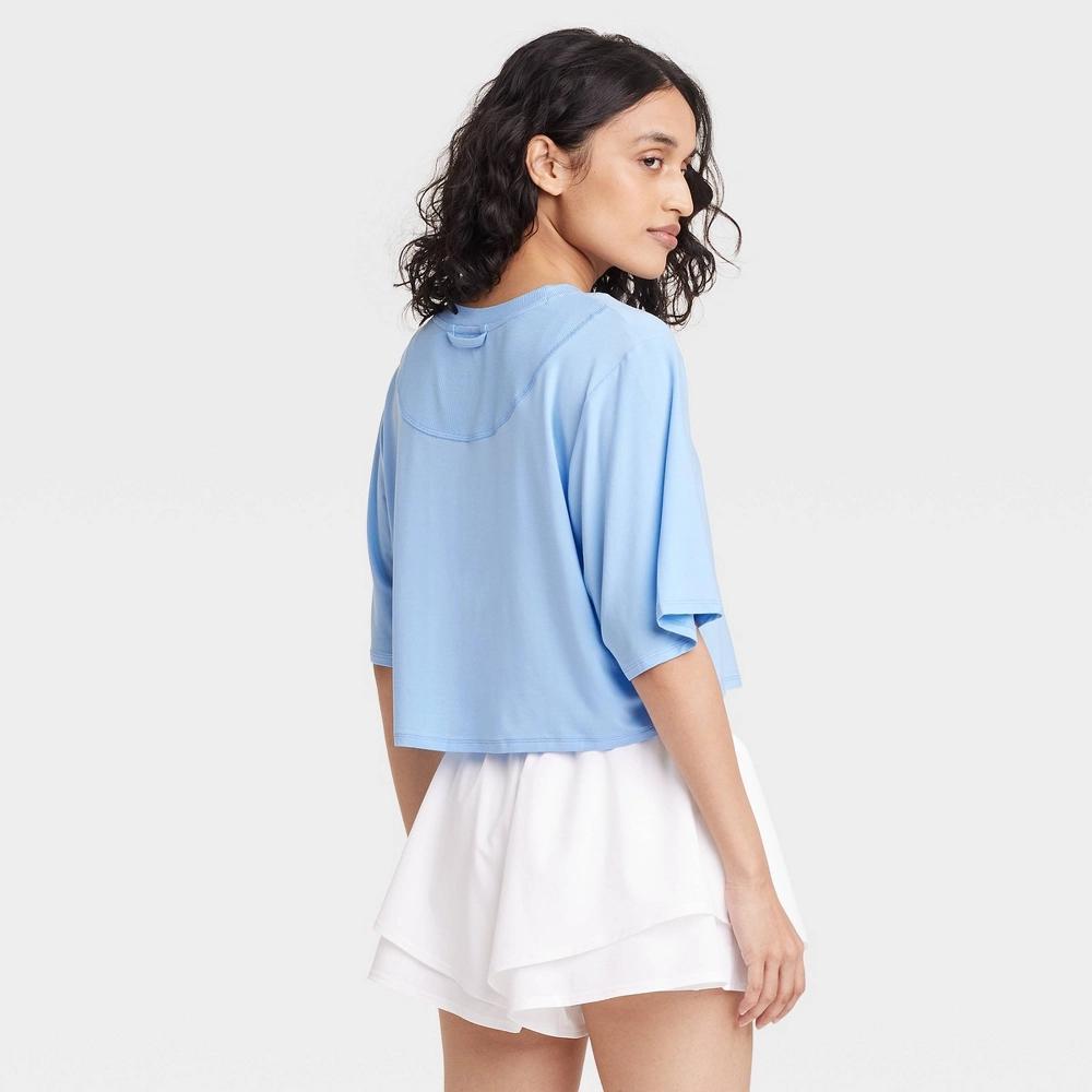 Womens Boxy Cropped Short Sleeve Top - JoyLab Light Blue XXL Product Image