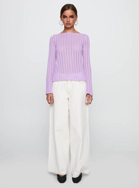 Tuppence Ribbed Long Sleeve Top Lilac Product Image